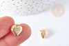Pendentif coeur texturé laiton doré 18k 11mm, pendentif création bijoux doré, x1 G8775