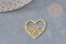 Pendentif coeur vagues acier 201 inoxydable doré 22.5mm, x1 (G6275)