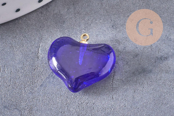 Pendentif cœur verre murano 18.5mm, x1 (G10290)