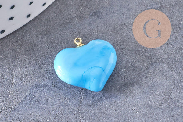 Pendentif cœur verre murano 18.5mm, x1 (G10290)