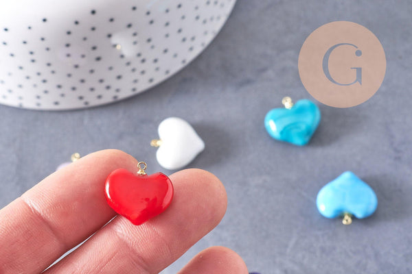 Pendentif cœur verre murano 18.5mm, x1 (G10290)