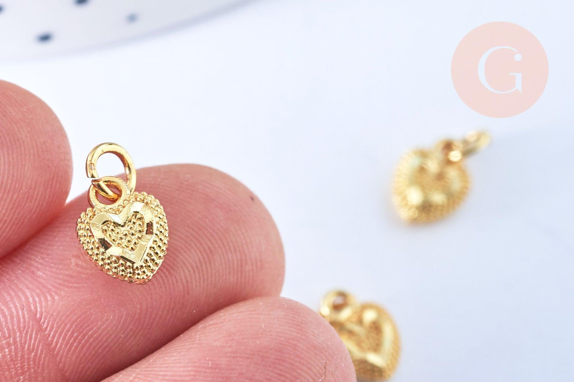 Pendentif coeur zamac doré 10mm, x5 (G3688)