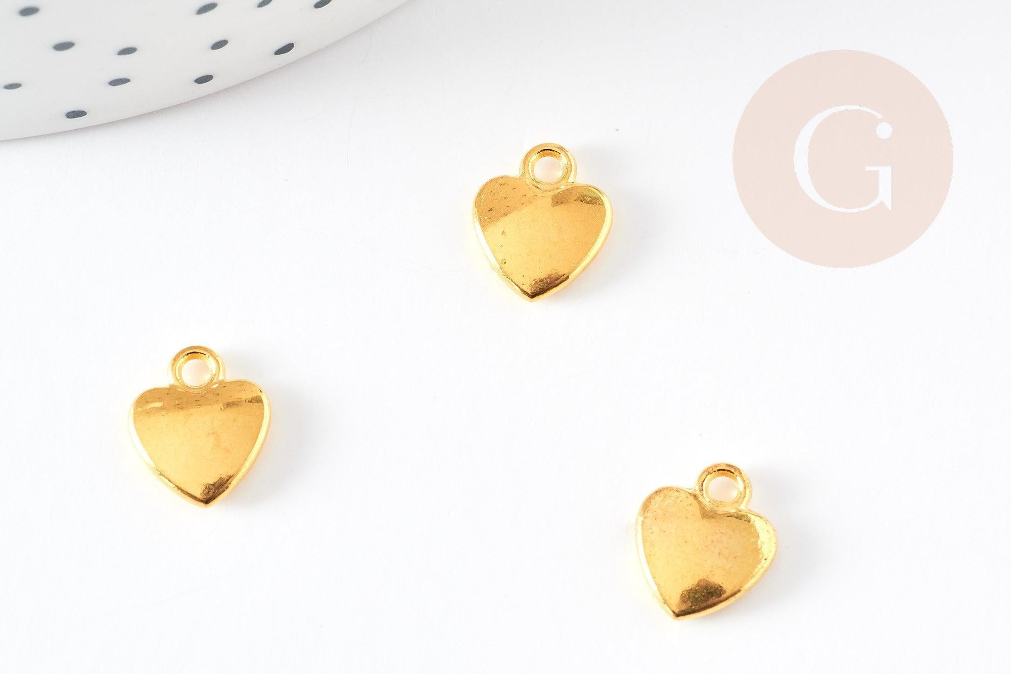 Pendentif coeur zamac doré 12mm, sans nickel, x10 (G3768)