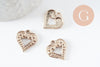 Pendentif coeur zamac doré 17mm, creation bijoux amour x 2 (G3686)