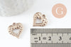 Pendentif coeur zamac doré 17mm, creation bijoux amour x 2 (G3686)