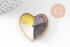 Pendentif coeur zamac doré tissé fil multicolore 26.5mm,fournitures créatives, sans nickel,perle géométrique, x1 (G5843)