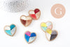 Pendentif coeur zamac doré tissé fil multicolore 26.5mm,fournitures créatives, sans nickel,perle géométrique, x1 (G5843)