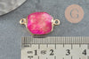 Pendentif connecteur agate naturelle teintée rose fer doré 25mm,création bijoux pierre naturelle, x1 G5707