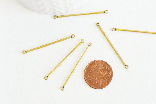 Pendentif connecteur barre ronde laiton brut sans nickel,barre laiton,pendentif barre,40mm, X10 (G4877)