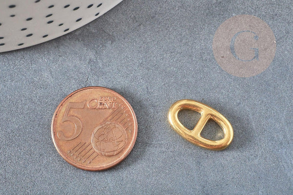 Pendentif connecteur boucle acier 304 inoxydable doré 17mm, x2 (G4011)