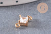 Pendentif connecteur carré en cristal laiton doré 11x7mm, x1 (G5891)