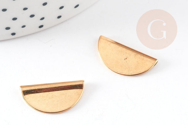 Pendentif connecteur demi-cercle doré 16K, connecteurs laiton, apprêt création bijoux,apprêts dorés,20mm, x5 G2653