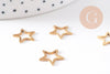 Pendentif connecteur étoile acier 304 inoxydable doré 12mm, x5 (G10511)