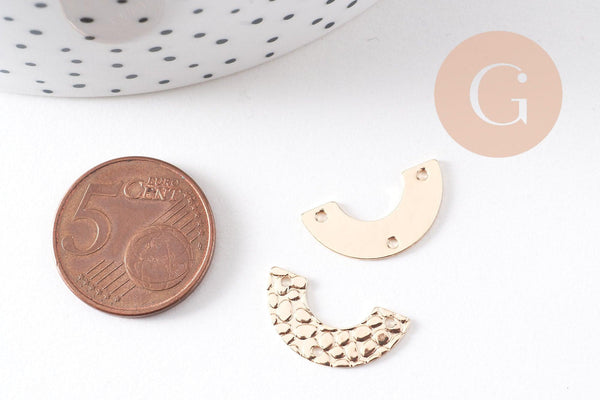 Pendentif connecteur forme U texturé laiton doré 24K 9.5mm, x2 (G10502)