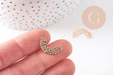 Pendentif connecteur forme U texturé laiton doré 24K 9.5mm, x2 (G10502)