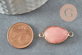 Pendentif connecteur jade naturel teinté rose laiton doré 27.5mm, x1 (G6407)