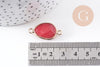 Pendentif connecteur jade naturel teinté rose laiton doré 27.5mm,x1 (G0966)