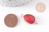 Pendentif connecteur jade naturel teinté rose laiton doré 27.5mm,x1 (G0966)