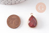Pendentif connecteur jaspe rouge naturel laiton doré 23mm, x1 (G5163)