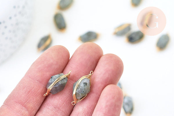 Pendentif connecteur labradorite naturelle 32mm,creation bijou,pendentif bijoux en pierre naturelle,bracelet pierre, x1 G5587