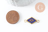 Pendentif connecteur losange rocaille MIYUKI TOHO bleu or,pendentif verre pour création bijoux, 18x12mm,x1 G4028