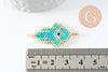 Pendentif connecteur main oeil protecteur rocaille MIYUKI TOHO turquoise or 37mm, x1 (G5725)
