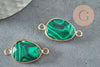Pendentif connecteur malachite de synthèse laiton doré 27.5mm,creation pendentif bijoux,bracelet pierre de synthèse, x1 G5923