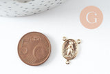 Pendentif connecteur médaille ovale Vierge Marie or 18K 17mm, pendentif 3 anneaux notre dame madonne, x5 (G10042)