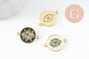 Pendentif connecteur oeil cristal zircon émail coloré,pendentif en laiton doré porte-bonheur contre mauvais oeil 20mm, x1 (G3575)