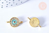 Pendentif connecteur oeil porte-bonheur zamac doré cristal 21mm,pendentif oeil protecteur,x1 G6986