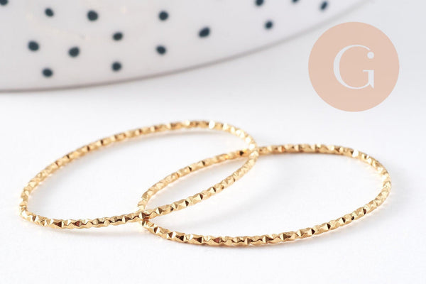 Pendentif connecteur ovale acier 304 inoxydable doré 18K texturé 31mm, x2 (G10408)