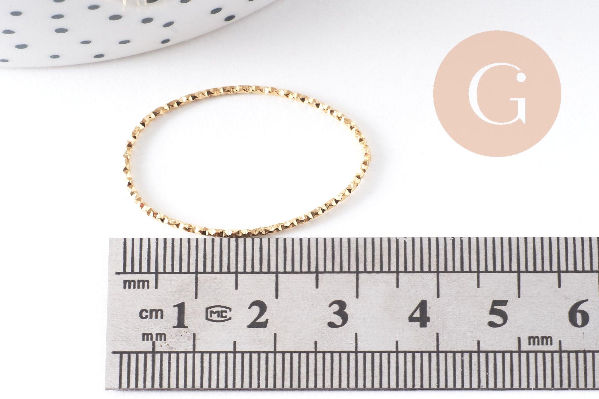 Pendentif connecteur ovale acier 304 inoxydable doré 18K texturé 31mm, x2 (G10408)