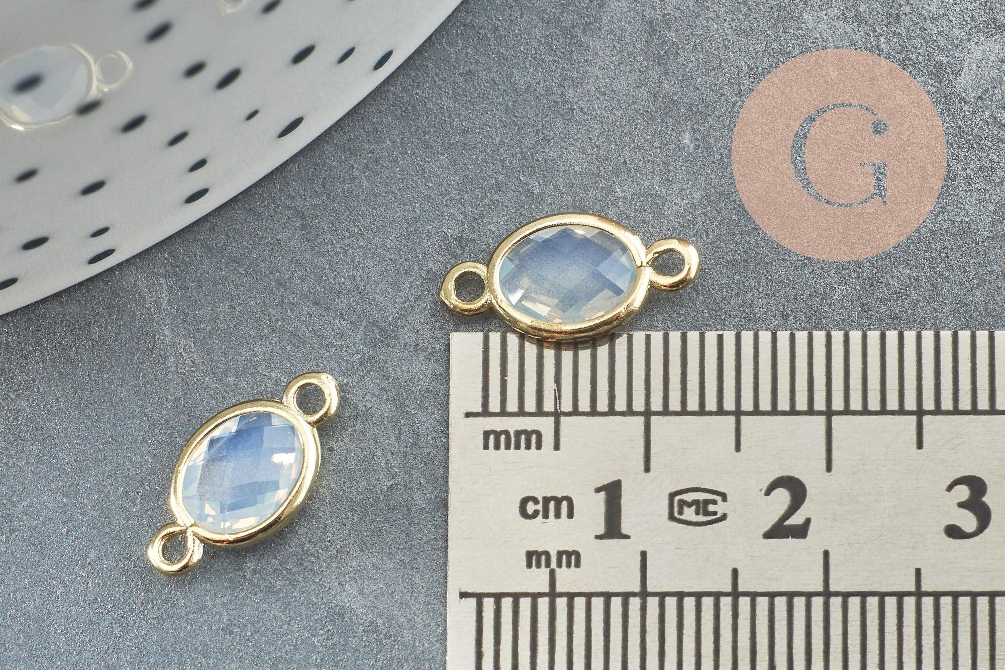 Pendentif connecteur ovale en cristal opalite laiton doré 15mm, x1 (G4675)