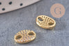 Pendentif connecteur ovale laiton doré 18k cristal 10.5mm, x1 (G5241)