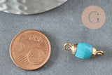 Pendentif connecteur ovale verre bleu fer doré 21mm,création bijou cristal et or, x1 (G4031)