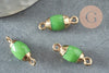Pendentif connecteur ovale verre vert fer doré 21mm ,création bijou cristal et or x1 G4030