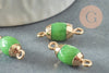 Pendentif connecteur ovale verre vert fer doré 21mm ,création bijou cristal et or x1 G4030
