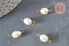 Pendentif connecteur perle naturelle laiton doré 18K 14.5-15mm,perle eau douce bijou,perle blanche, x1 G6964