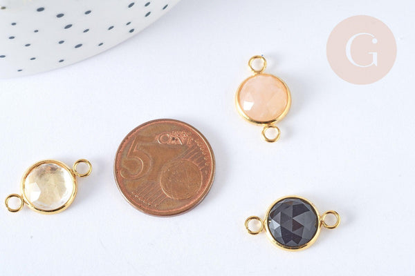 Pendentif connecteur pierres acier inoxydable doré 19mm x1 (G7286)