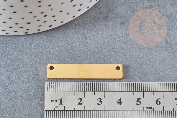 Pendentif connecteur rectangle acier doré 9mm, x1 (G4554)