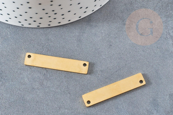 Pendentif connecteur rectangle acier doré 9mm, x1 (G4554)