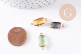 Pendentif connecteur rectangle doré cristal laiton doré 19mm, x1 (G6587)