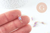 Pendentif connecteur rectangle verre facetté violet bleu irisé laiton doré 15.5mm, x5 (G10730)