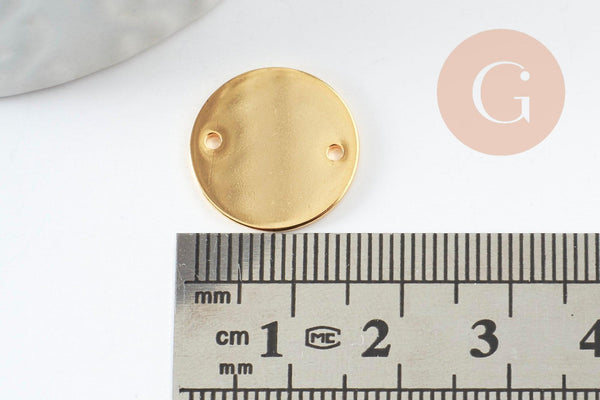 Pendentif connecteur rond acier 201 inoxydable doré 16mm, x1 (G10183)