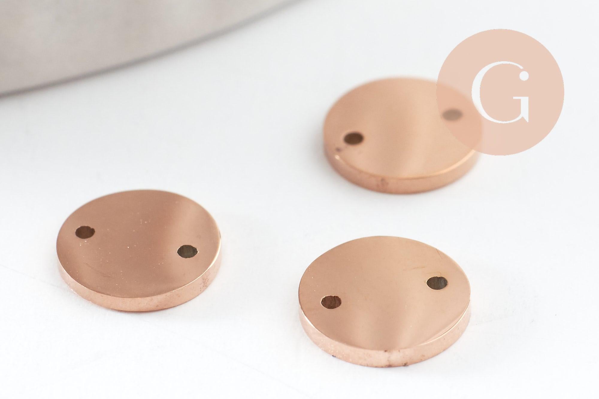 Pendentif connecteur rond acier 304 inoxydable or rose PVD 7mm, x1 (G9584)