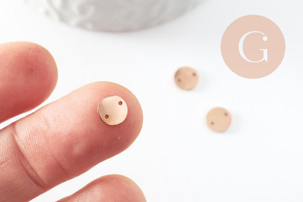 Pendentif connecteur rond acier 304 inoxydable or rose PVD 7mm, x1 (G9584)