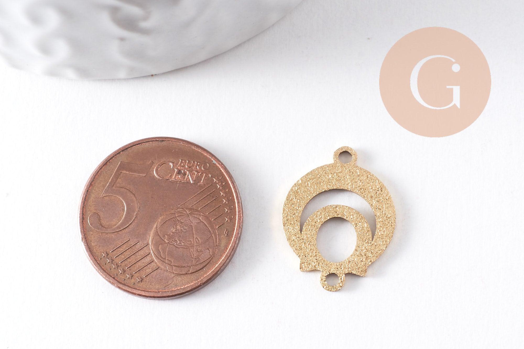 Pendentif connecteur rond en acier 201 inoxydable doré 19mm, x2 (G10380)