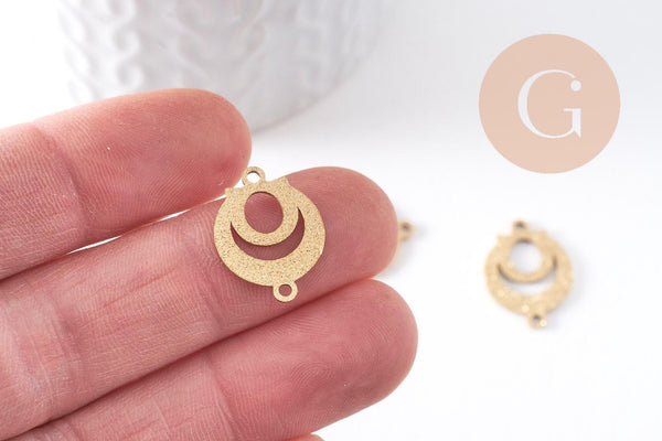 Pendentif connecteur rond en acier 201 inoxydable doré 19mm, x2 (G10380)