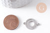 Pendentif connecteur rond en acier 201 inoxydable platine 19mm, x2 (G10379)