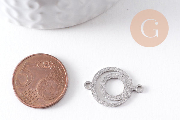 Pendentif connecteur rond en acier 201 inoxydable platine 19mm, x2 (G10379)